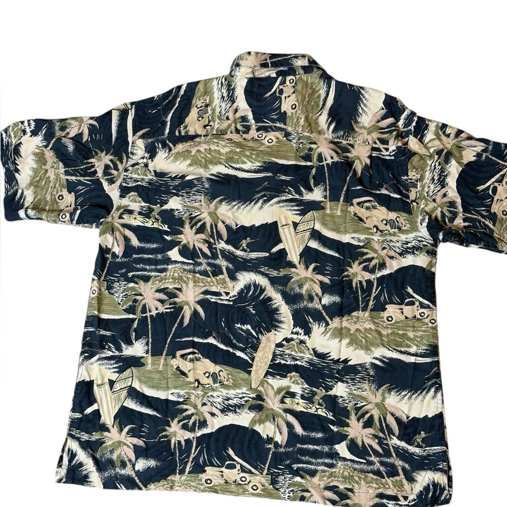 Bill Blass 100% Silk Shirt with Leaf Print Men’s Sz XL TROPICAL